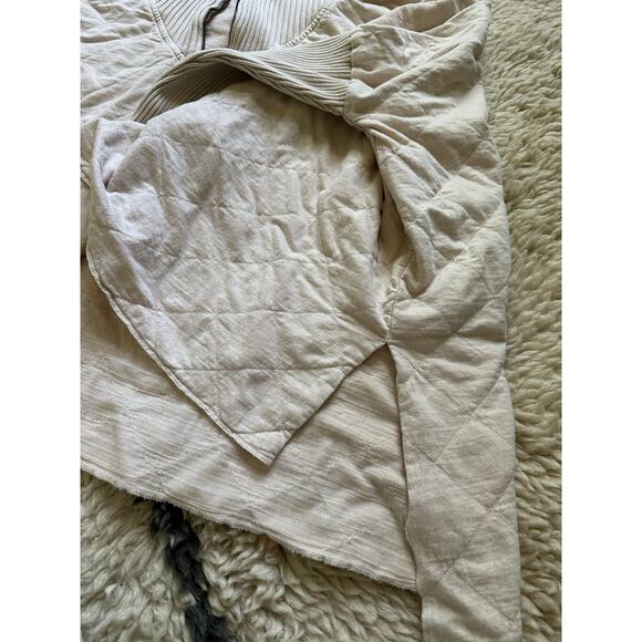 Free People Fp One Shiloh Sweatshirt Pullover Zip Oversized Ribbed sz M beige - Picture 10 of 16